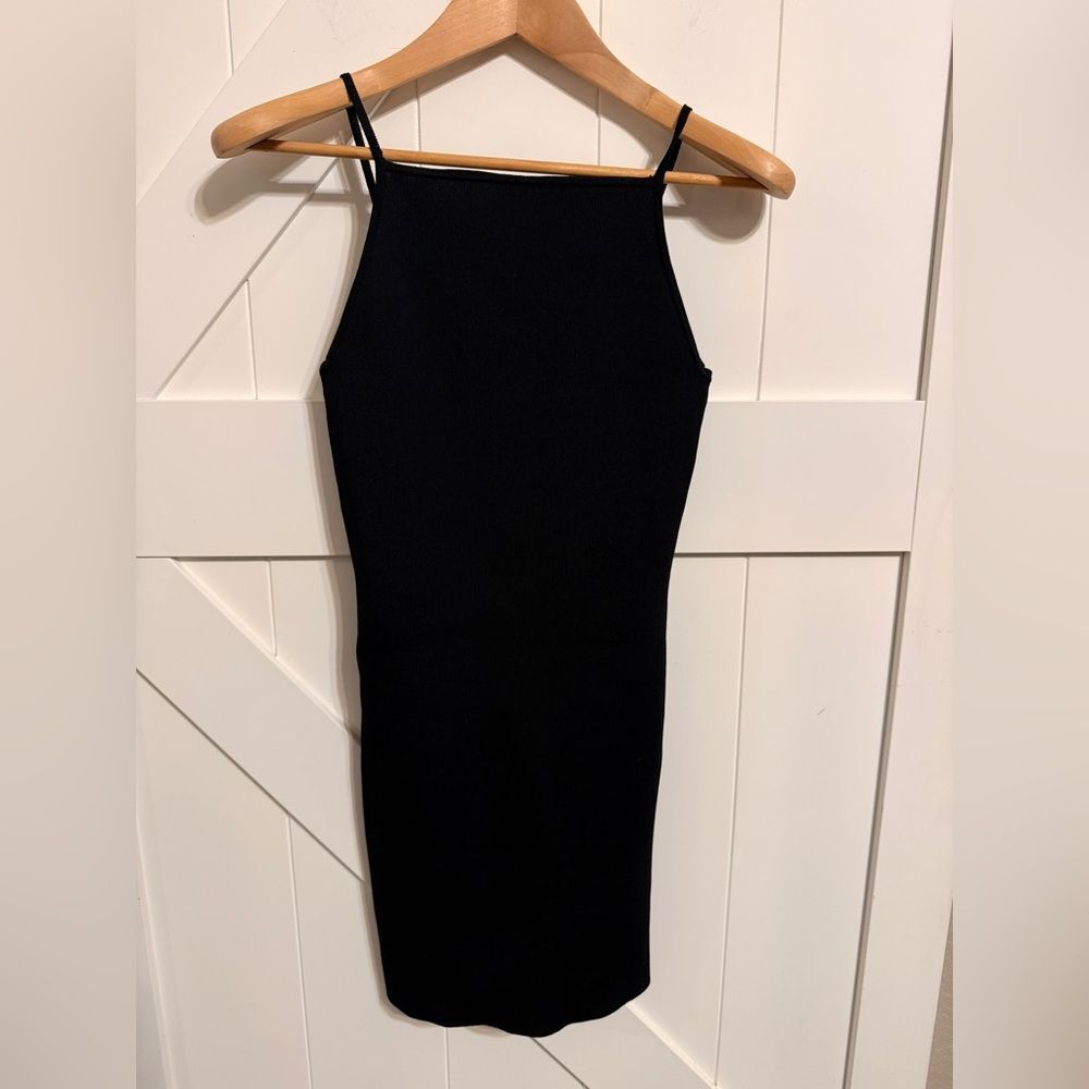 Zara Black Ribbed Body Con Mini Dress with Spaghetti Straps Date Night Small